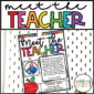 Shows the Meet the teacher template that's already filled out with an example. Colorful design from the Vintage Vibes Classroom them