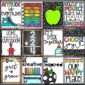 Shows the vintage vibes classroom theme quote posters. Many are snipped together featuring bright colors and beautiful designs