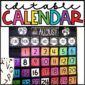 Shows the vintage vibes classroom theme calendar pack set up on a black pocket chart