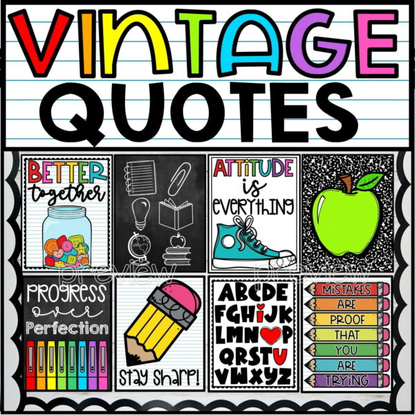Vintage Vibes Classroom Theme - Quote Posters Shows the quote posters from the Vintage Vibes Classroom Theme