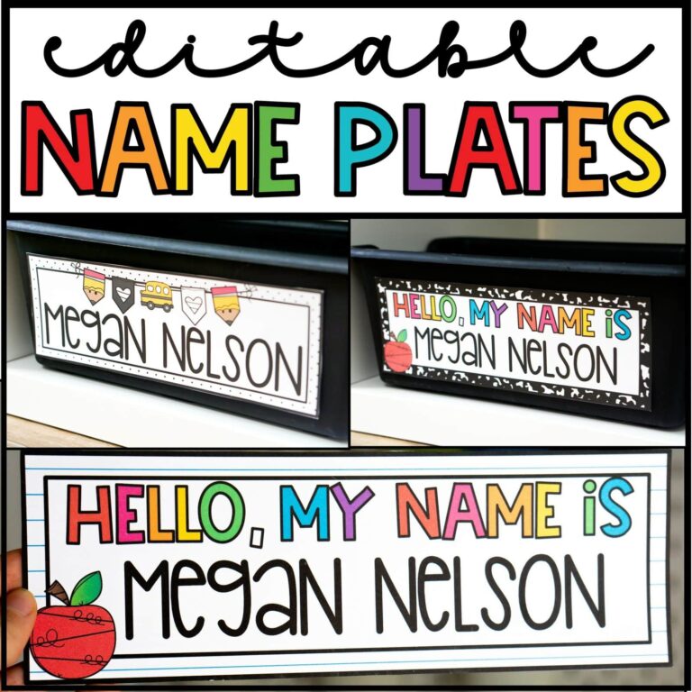 Shows the vintage vibes desk nameplate example photo. The desk name plate has the name Megan Nelson on it.