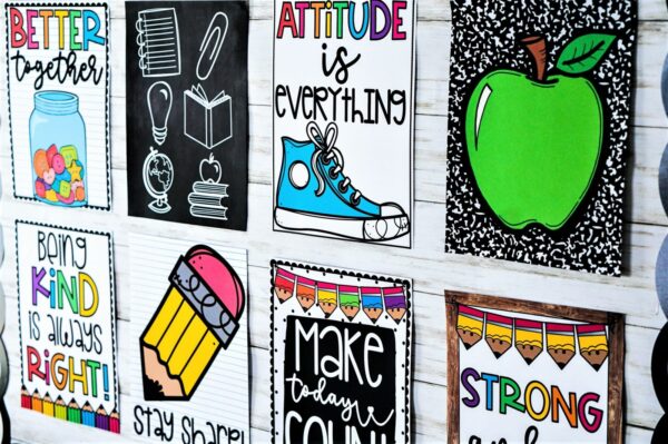 Vintage Vibes Inspirational Quote Posters - Example Posters Shows many different inspirational quote posters from the Vintage Vibes Classroom theme