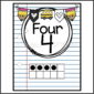 Shows a close up of the number 4 ten frame