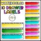 Shows blank versions of the editable watercolor themed 10 drawer cart labels. Teachers can edit the labels to add any text that they want to help with their classroom organization.