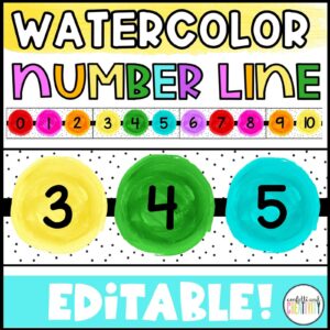 Shows snipped images from the watercolor number line
