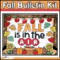 Shows the whole bulletin board with a Fall theme. Features apples, bright Fall colors, and the phrase "Fall is in the Air"