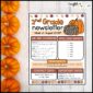 Shows an example Fall Classroom Newsletter laid out on a table