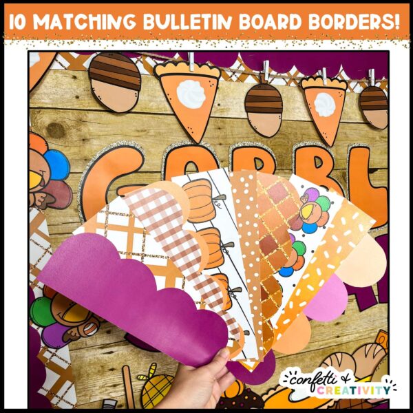 Thanksgiving Bulletin Board - Printable Bulletin Board Borders Shows the Thanksgiving bulletin board borders that come with the bulletin board