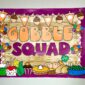 Shows the Thanksgiving Bulletin Board with the phrase "Gobble Squad". Features turkeys and other cute thanksgiving clipart