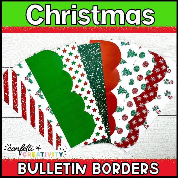 Shows the fanned out printable bulletin board borders
