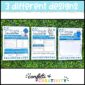 Shows three different design options of the newsletters laid out on a green grass panel