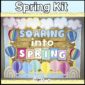 Shows a picture that shows the Spring Bulletin Board - "Soaring into Spring". This bulletin board is in the holiday bulletin board.