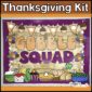 Shows a picture that shows the Thanksgiving Bulletin Board - "Gobble Squad". This bulletin board is in the holiday bulletin board.