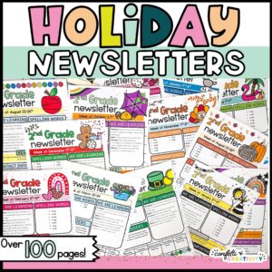 Shows a cover image of multiple holiday classroom newsletters