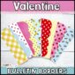 Shows the Valentine's Day printable bulletin board borders fanned out