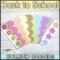 Shows the bright back to school printable bulletin board borders fanned out