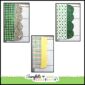 Shows multiple design options where the printable borders can stack with straight edge and scalloped edge borderes