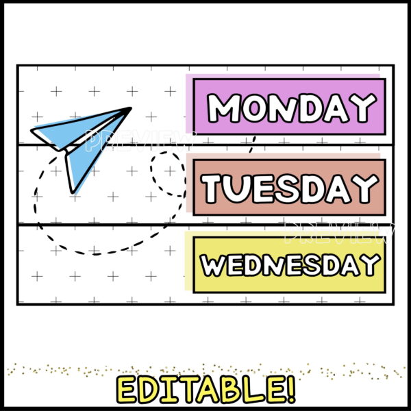 10 Drawer Cart Labels Editable - Editable Options Shows 3 different design options of the labels from the Bright and Simple Classroom theme. The bottom of the image has the word "editable" to show that these labels are text editable