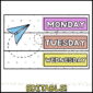 Shows 3 different design options of the labels from the Bright and Simple Classroom theme. The bottom of the image has the word "editable" to show that these labels are text editable
