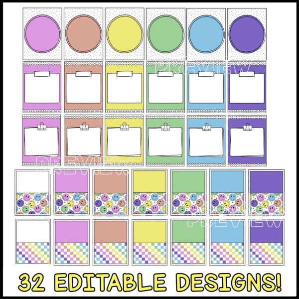 Bright Binder Covers and Binder Spines - All Binders Shows multiple example designs of the bright and simple binder covers