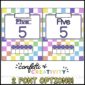 Shows different font options for the poster with the number 5. One font is a standard font, the other is a dotted line font