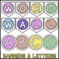 Shows example word wall banners and letters A through D