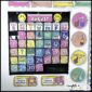 Shows the classroom calendar set up in a real classroom. The calendar cards are set up in a black pocket chart.