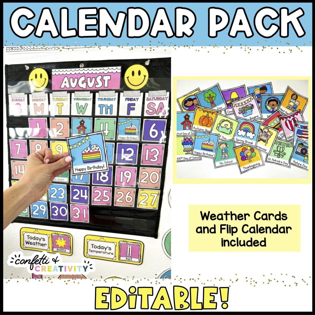 Bright and Simple Classroom Calendar | Confetti & Creativity