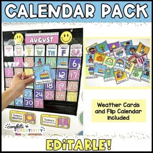 Bright and Simple Classroom Calendar