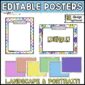 Shows portrait as well as landscape bright and simple themed posters. The posters are text editable so teachers can create whatever they need to for their classroom