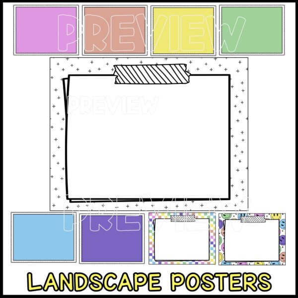 Editable Classroom Posters - Landscape Posters Shows multiple landscape poster designs so teachers can create whatever they need for their classroom