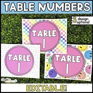 Bright and Simple Table Numbers and Group Numbers (Editable)