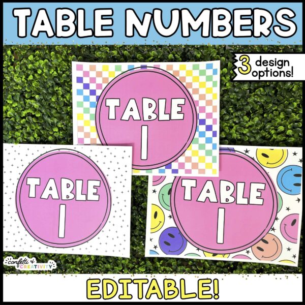Table Numbers and Group Numbers Cover Photo 1