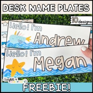 Ocean Theme Classroom Desk Nameplate Freebie