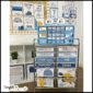 Shows the 12 drawer cart labels with the ocean teacher toolbox labels on top of it