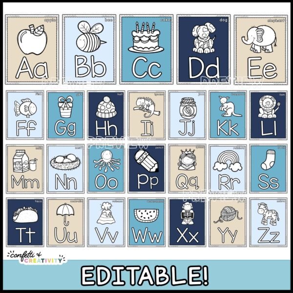 Ocean Alphabet with Pictures - All Posters Shows all of the alphabet posters with pictures on them