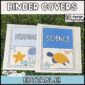 Shows the ocean binder cover examples with "Science" and "Reading". Each binder cover has an ocean animal and a blue and tan color palette to go with it