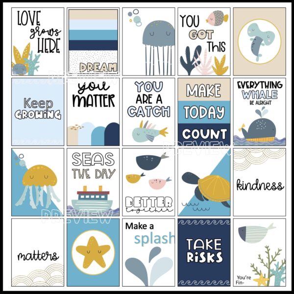 Ocean Classrom Inspirational Posters 2 Shows a snipped version of all of the classroom posters