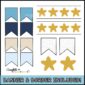 Shows the banner and printable bulletin board borders close up. Features multiple blues and tan options that match the ocean classroom theme color scheme