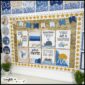 Shows the quote posters set up on a bulletin board