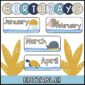 Shows a close up of the clipart included in the ocean birthday board including month cards, and so much more