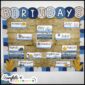 Shows the ocean classroom theme birthday display. Each month has a different ocean animal with the student names underneath the month card