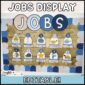 Shows a bulletin board decorated with the word "Jobs Display" at the top. Features ocean animals, an ocean classroom theme color palette with blue and tan as well as a numbering system