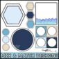 Shows multiple blank options of the labels. Includes options with the tan and blue labels as well as options that include ocean waves