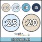Shows clock label examples :00 to :20. Features blues and tans color scheme to match with the ocean classroom theme