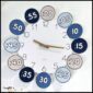 Shows an example of the clock labels taped to a white and tan clock