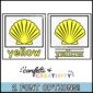 Shows the color yellow with a normal font and dotted line font perfect for a primary classroom
