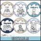 Shows black and white clipart options with colored circles to match the ocean theme