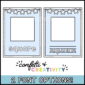 Shows a square poster with a normal and a dotted line font option