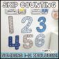 Shows examples of skip counting numbers 1 through 6 on a classroom wall